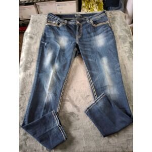 Silver Jeans Co Suki Skinny Women Medium Wash Contrast Stitch Denim Jeans Sz18